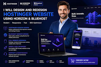 hostinger website design, hostinger horizon redesign and bluehost website
