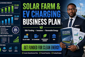 write solar farm green energy ev charging startup business plan for sba funding