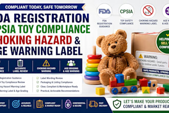 do fda registration, cpsia toy compliance, choking hazard and age warning labels