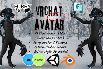 create custom 3d furry vrchat avatar nsfw anime vtuber commission vroid model
