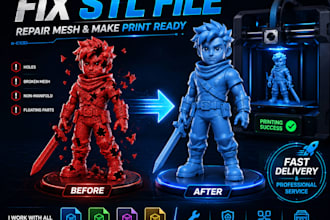 fix stl file repair mesh errors and make model print ready for 3d printing