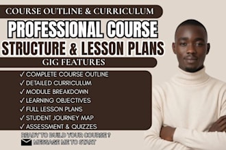 create detailed course outline, curriculum and lesson plans