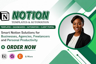 custom notion template, notion dashboard, smartsheet automation, client portal