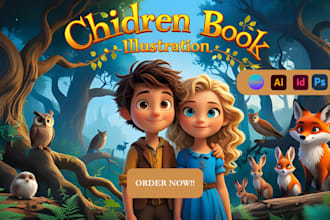 illustrate children story book illustrator and draw 3d children book illustrator