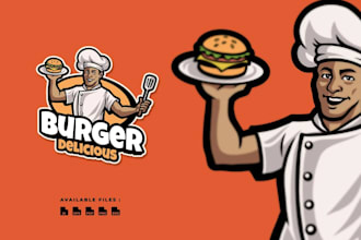 design awesome creative burger logo with express deliver