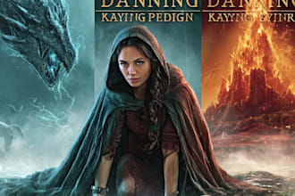 craft a mythical fantasy book cover with cinematic detail