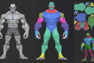 create professional retopology and uv mapping for your 3d character