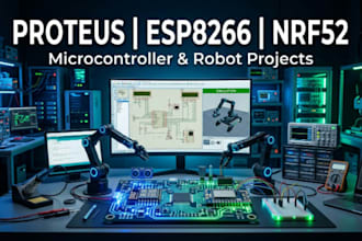 do proteus, esp8266, nrf52 microcontroller and robot projects
