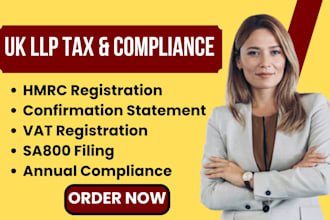 handle your UK llp hmrc registration sa800 vat filing and annual compliance