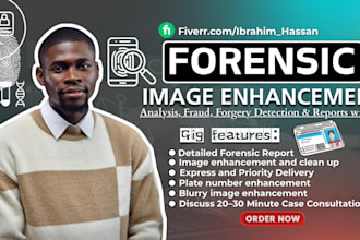 do forensic image,video, plate number, cctv enhance,cleanup, and report writing