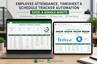 build automated excel and google sheets, timesheets, attendance, work tracker