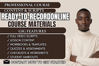 write professional online course content, scripts  materials