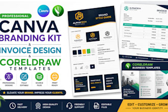 design canva branding kit, invoice,coreldraw business templates,flyer capability