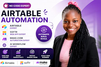 do airtable database, airtable automation, airtable softr webapp expert make com