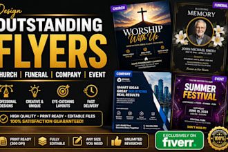 design outstanding church, funeral, company, event  flyers