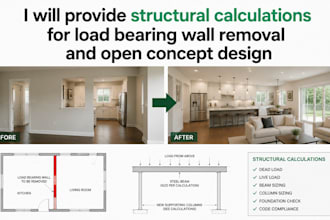 provide structural calculations for load bearing wall removal and open concept