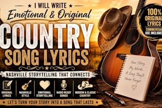 write emotional country song lyrics with nashville storytelling style