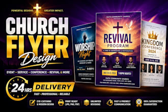 design professional church flyer, event flyer, or sermon flyer in 24hrs