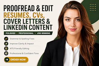 proofread and edit resumes cvs cover letters and linkedin content