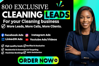 800 exclusive cleaning leads, house cleaning lead, companies leads via ads video