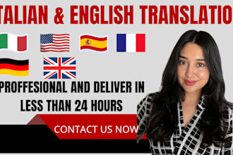 translate, transcribe english to italian or italian to english with profreading