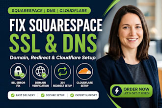 fix squarespace SSL error, domain verify, 301 redirect and cloud flare setup