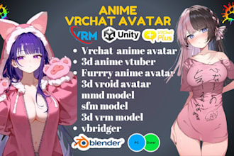 do vrchat avatar commission, anime vtuber model, nsfw vrchat avatar, 3d rigging