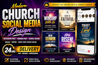 create modern church instagram post, sermon post, and gospel design in 24hrs