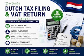 handle dutch tax filing, vat return, bookkeeping, income tax, dutch vat