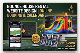 build party rental website for bounce house and inflatable business with booking