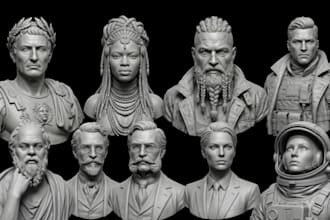 sculpt realistic 3d head bust model 3d face figurine statue 3d portrait stl file