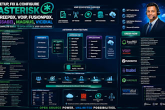 setup fix configure asterisks freepbx, voip fusionpbx, issabel magnus vicidial