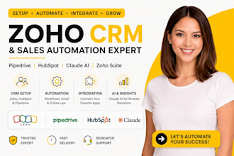 setup pipedrive CRM, hubspot, zoho CRM, claude ai and sales automation