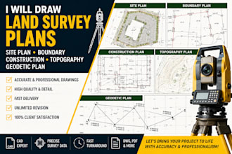 draw land survey plans site plan boundary construction, topography geodetic plan