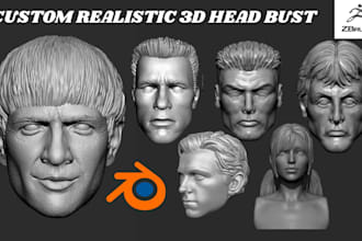 sculpt realistic custom 3d head bust portrait figurine stl files character model