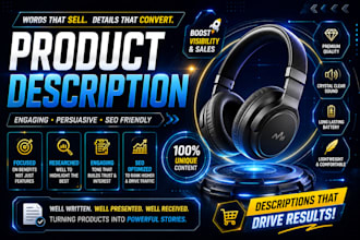 write product descriptions, SEO content and sales copy, bullet points, titles