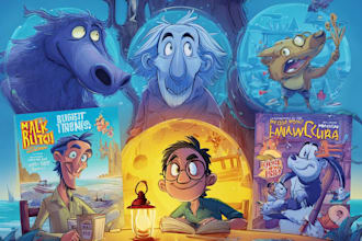 draw a children book cover and children book illustrations
