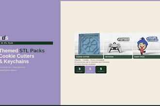 design a themed stl file pack for cookie cutters or keychains