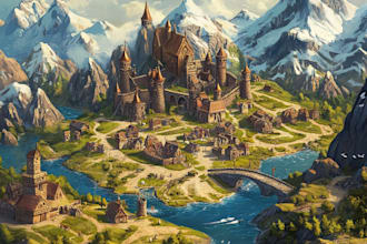 illustrate fantasy map and city map