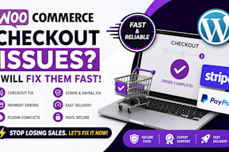 fix woocommerce checkout issues, stripe paypal payment errors fast wordpress fix