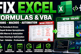 fix complex excel formulas, vba macros and errors fast