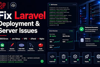 fix laravel deployment setup env, server, and config