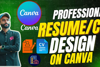 design professional, modern resume, CV, portfolio in canva