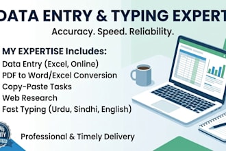 do professional data entry ms office and typing tasks
