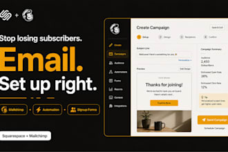set up squarespace email campaigns, mailchimp integration and automation