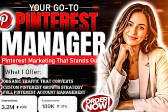 be your pinterest manager for SEO pins, boards, and account setup