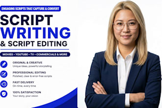 write cinematic screenplay scripts for movies youtube and TV
