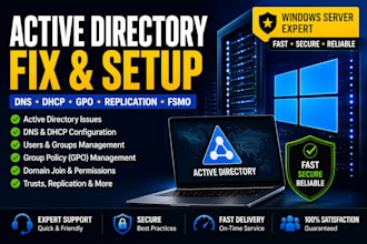 expertly configure and resolve issues with windows server like ad,dns and dhcp