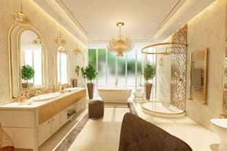 design modern bedroom, living room, interior with realistic 3d rendering