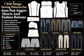 design sewing patterns for jeans pant joggers shorts and fashion bottoms